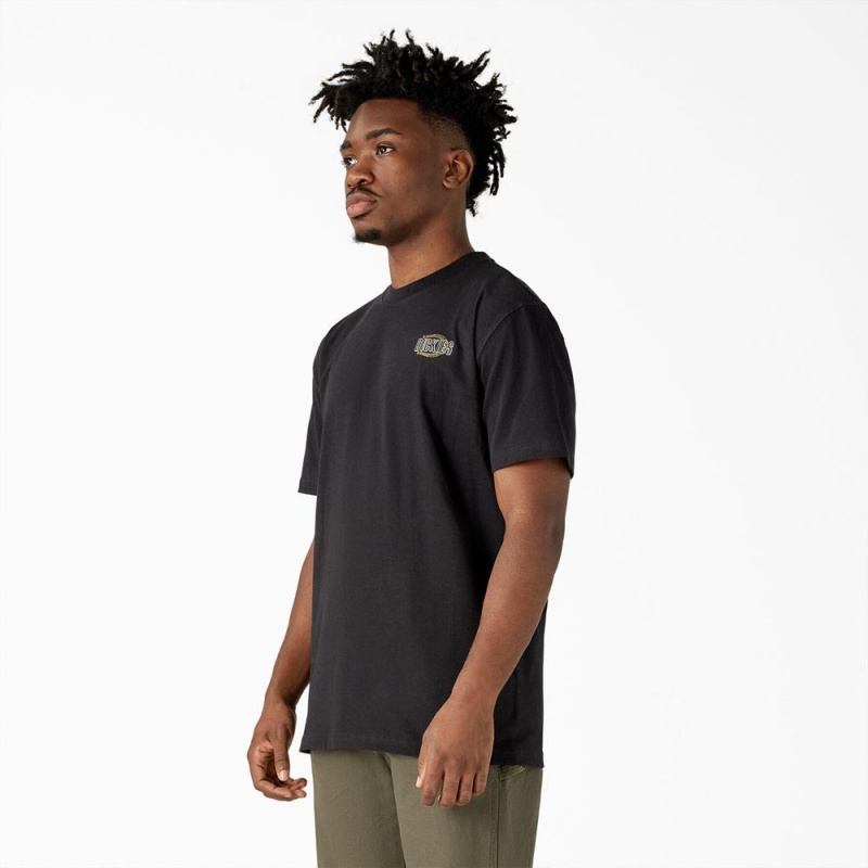 Black Men's Dickies Workwear Sign Heavyweight T-Shirt | MJR675130