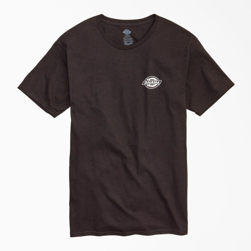 Black Men's Dickies Worldwide Workwear Graphic T-Shirt | OBZ652807