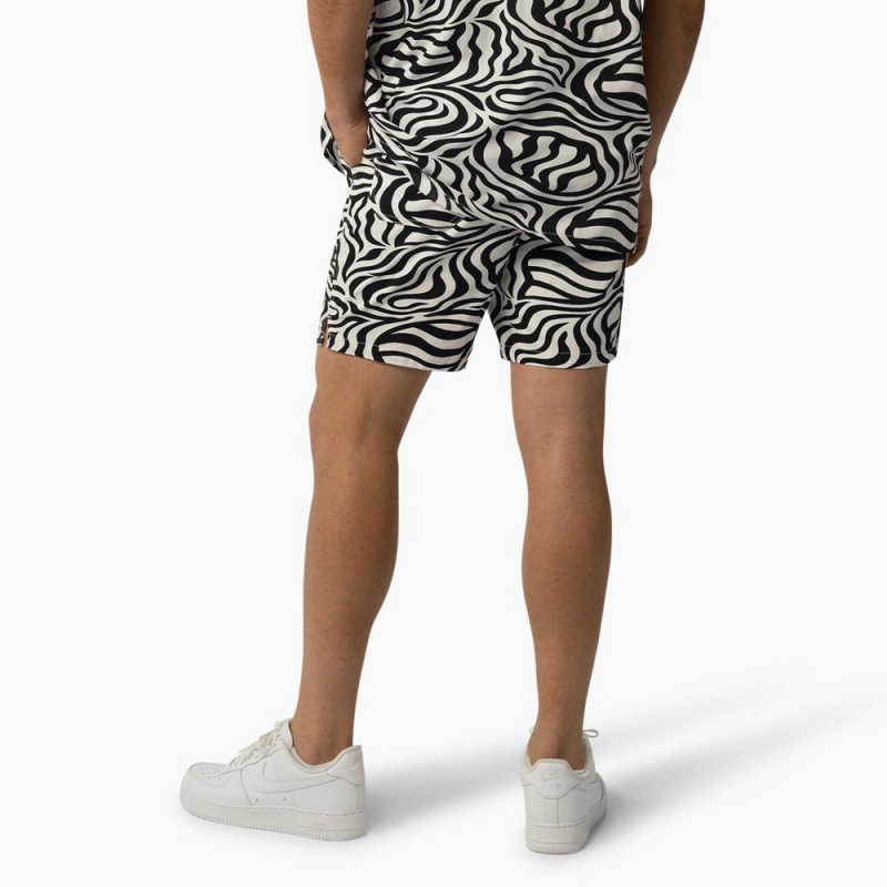 Black Men's Dickies Zebra Print Modern Fit Drawstring Shorts | ENL753216