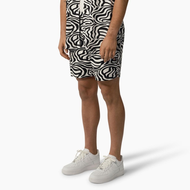 Black Men's Dickies Zebra Print Modern Fit Drawstring Shorts | ENL753216