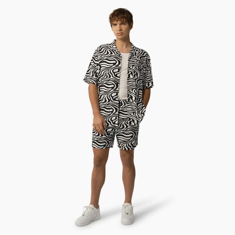 Black Men's Dickies Zebra Print Modern Fit Drawstring Shorts | ENL753216