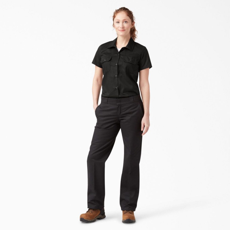 Black Women's Dickies 574 Original Work Shirts | HMT956432