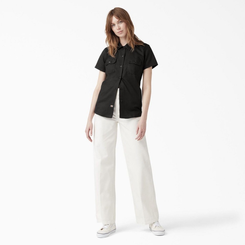 Black Women's Dickies 574 Original Work Shirts | HMT956432