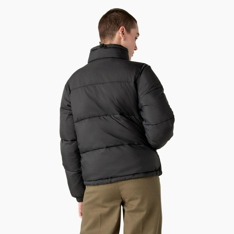 Black Women's Dickies Atlanta Puffer Jacket | PIL439871