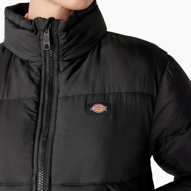 Black Women's Dickies Atlanta Puffer Jacket | PIL439871