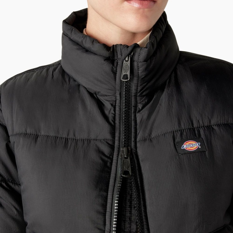 Black Women's Dickies Atlanta Puffer Jacket | PIL439871