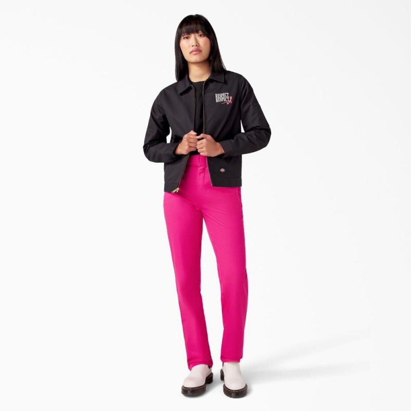 Black Women's Dickies Breast Cancer Awareness Eisenhower Jacket | BWC192764