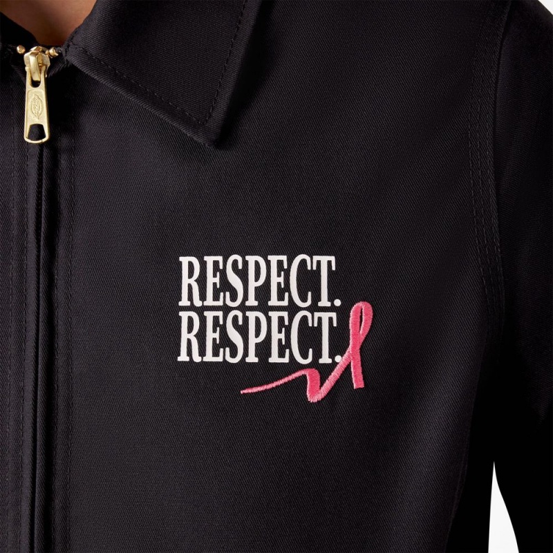 Black Women's Dickies Breast Cancer Awareness Eisenhower Jacket | BWC192764