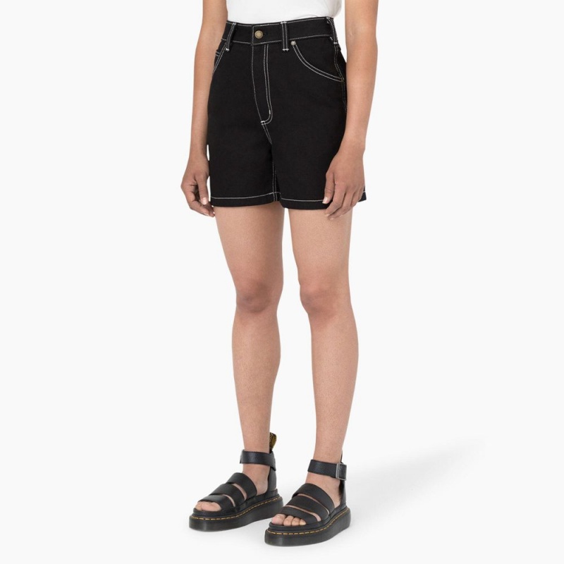 Black Women's Dickies Carpenter Jean Shorts | YUH842395