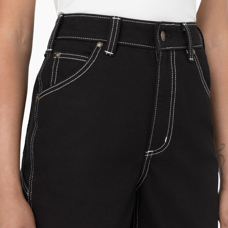 Black Women's Dickies Carpenter Jean Shorts | YUH842395