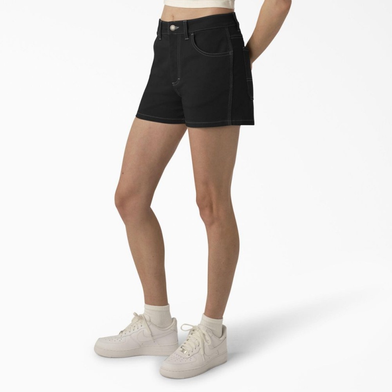 Black Women's Dickies Carpenter Shorts | NAR638192