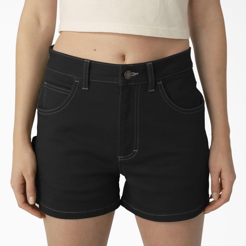 Black Women's Dickies Carpenter Shorts | NAR638192