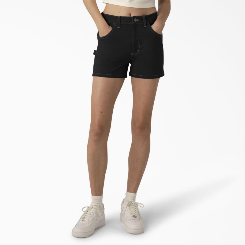 Black Women\'s Dickies Carpenter Shorts | NAR638192