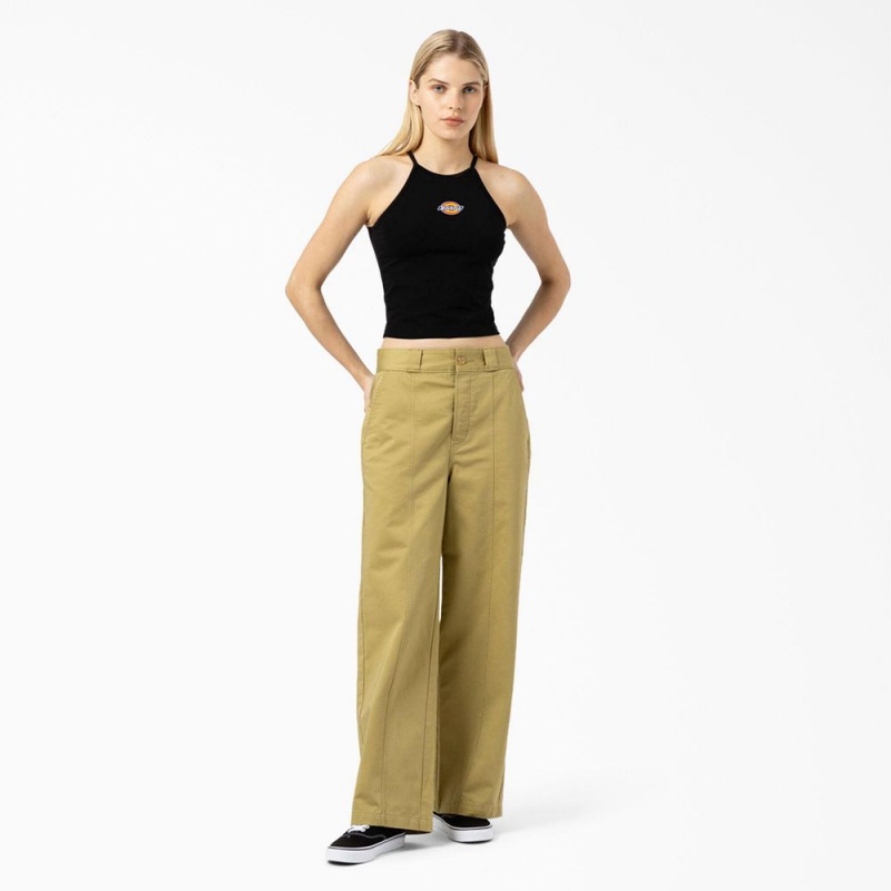 Black Women's Dickies Chain Lake Cropped Tank Top | WGS813624