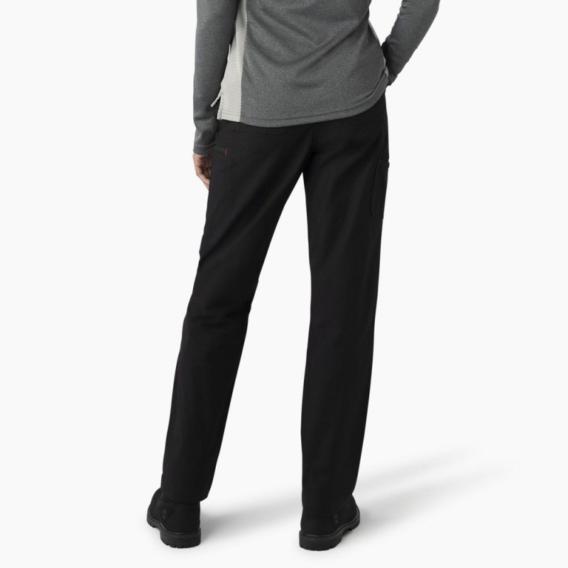 Black Women's Dickies Cooling High Rise Tapered Leg Double Knee Pants | AHM029473