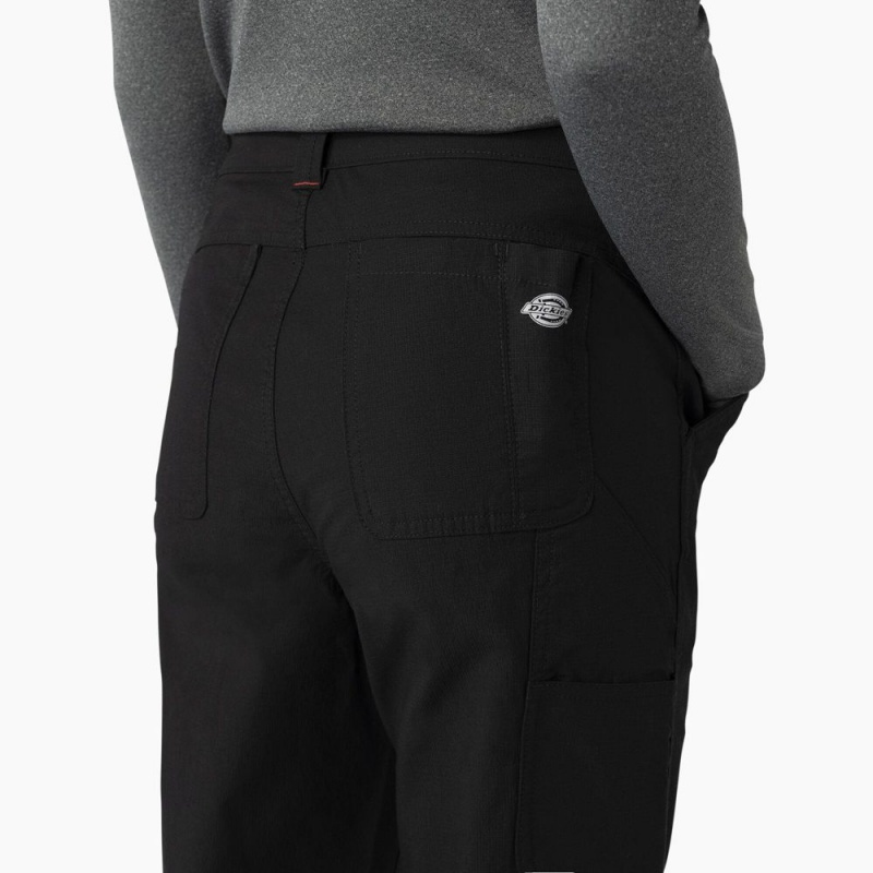 Black Women's Dickies Cooling High Rise Tapered Leg Double Knee Pants | AHM029473