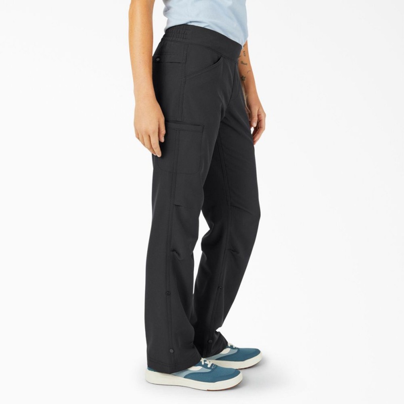 Black Women's Dickies Cooling Relaxed Straight Fit Roll-Up Pants | DGE043592