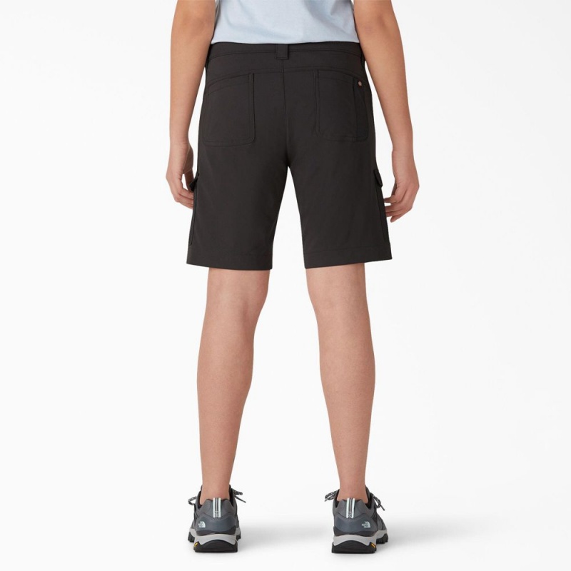 Black Women's Dickies Cooling Slim Fit Cargo Shorts | SDG890263