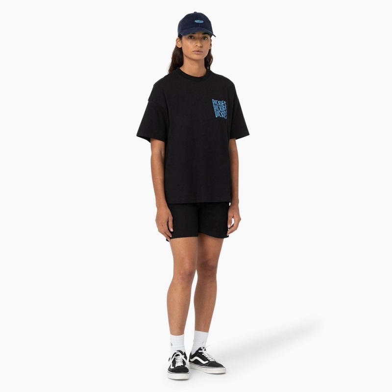 Black Women's Dickies Creswell Graphic T-Shirt | UXP126780