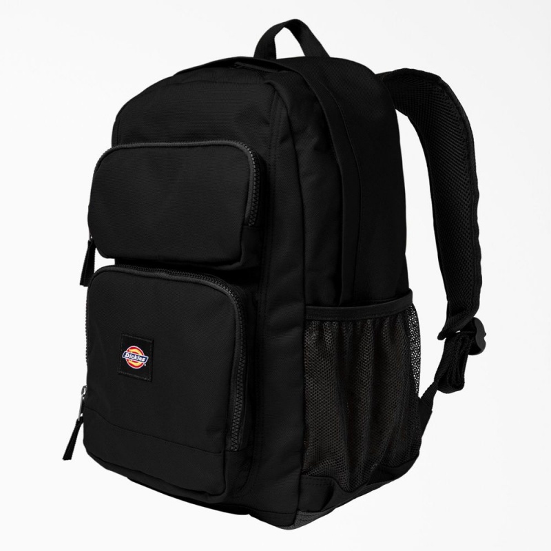 Black Women's Dickies Double Pocket Backpack | IPH209814