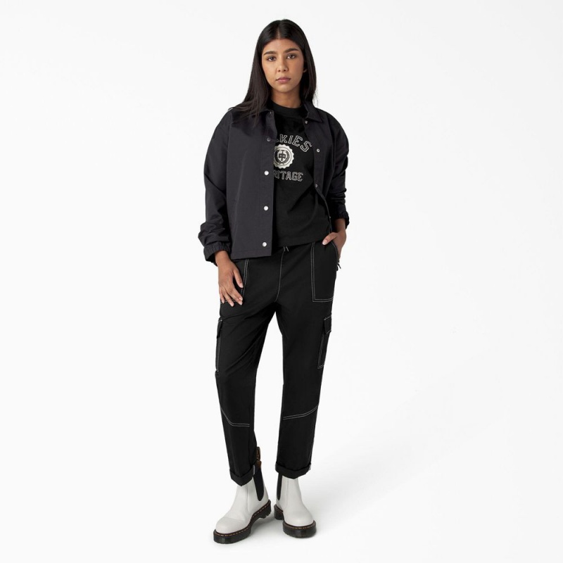 Black Women's Dickies Drawstring Cargo Pants | WOT712345