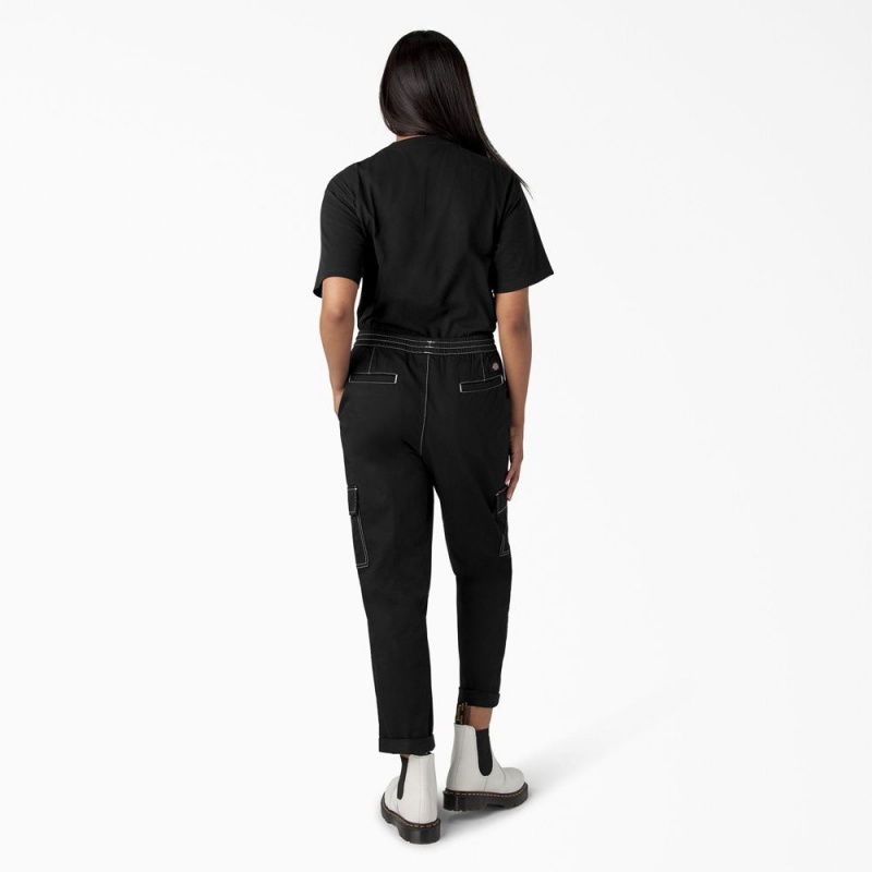 Black Women's Dickies Drawstring Cargo Pants | WOT712345