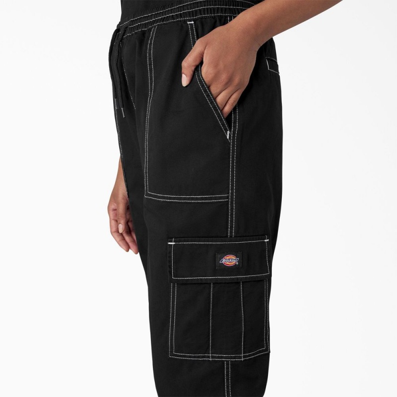 Black Women's Dickies Drawstring Cargo Pants | WOT712345