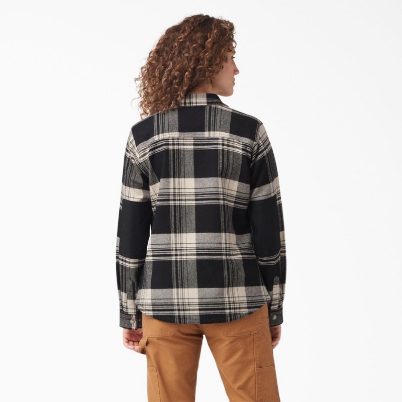 Black Women's Dickies DuraTech Renegade Flannel Shirt | YHR672910