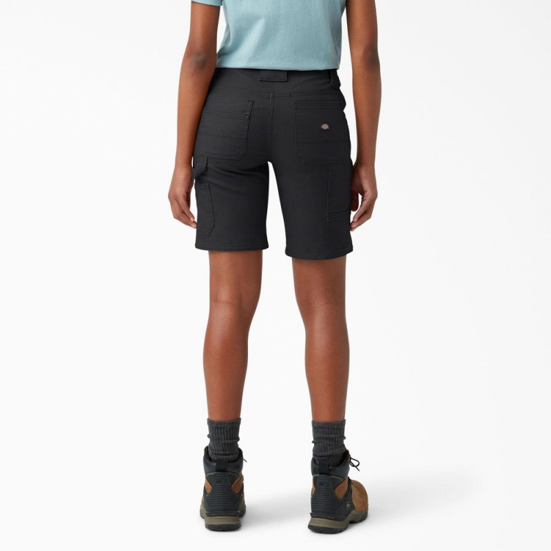 Black Women's Dickies FLEX DuraTech Straight Fit Shorts | YXH920187