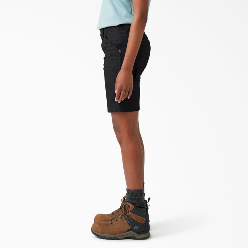 Black Women's Dickies FLEX DuraTech Straight Fit Shorts | YXH920187