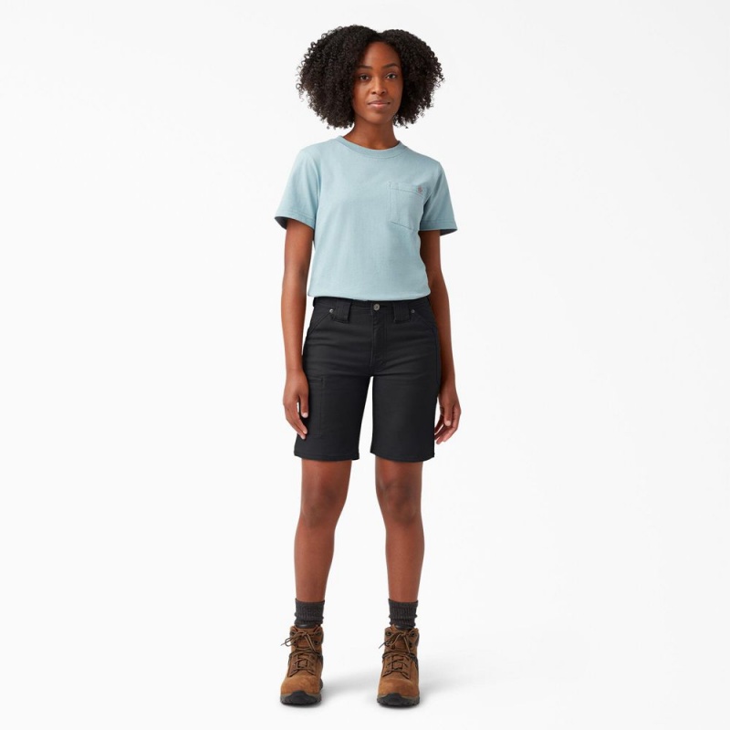 Black Women's Dickies FLEX DuraTech Straight Fit Shorts | YXH920187