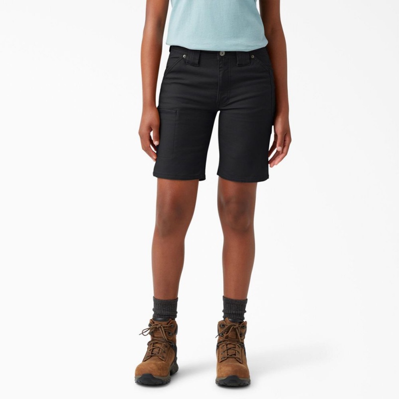 Black Women\'s Dickies FLEX DuraTech Straight Fit Shorts | YXH920187