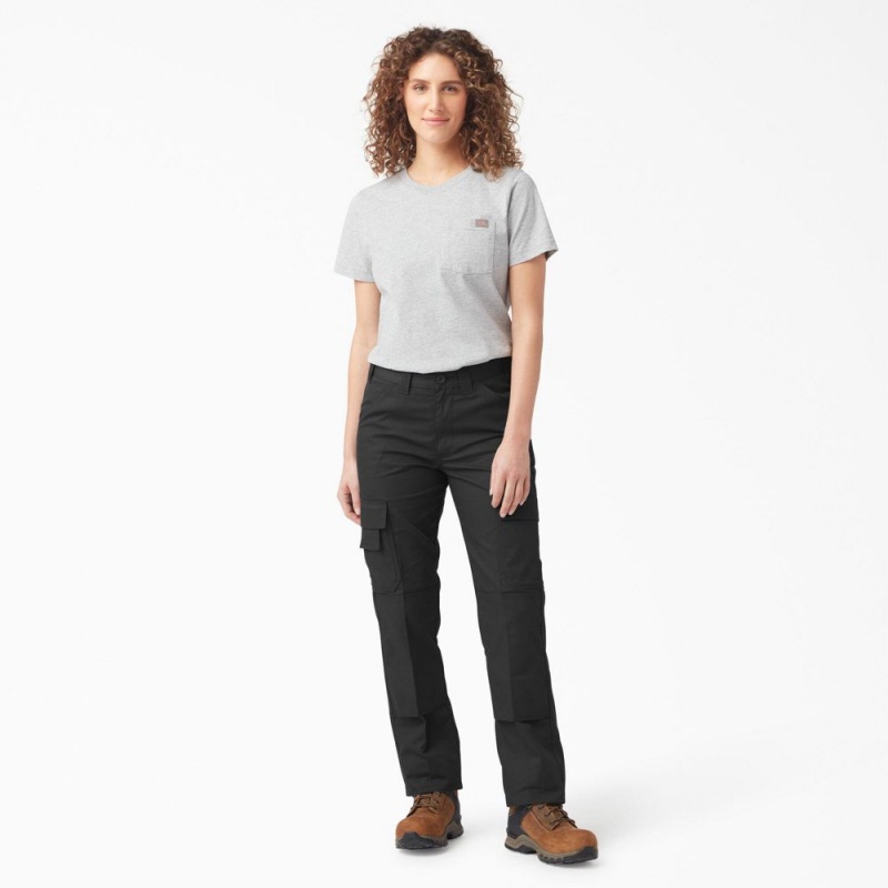 Black Women's Dickies FLEX Regular Fit Cargo Pants | UAK287639