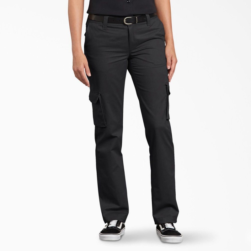 Black Women\'s Dickies FLEX Relaxed Fit Cargo Pants | PYQ579346