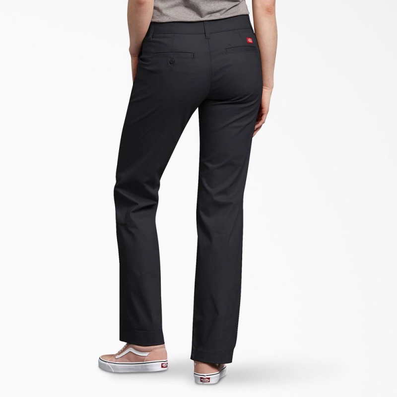 Black Women's Dickies FLEX Relaxed Fit Pants | LHD053819