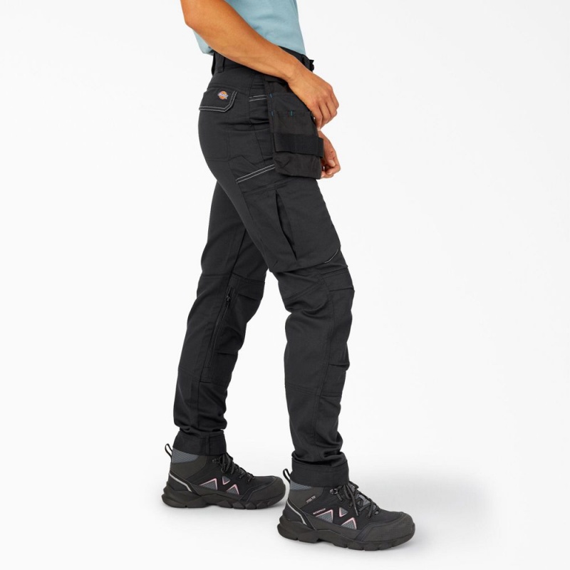 Black Women's Dickies FLEX Relaxed Fit Work Pants | GAN156893