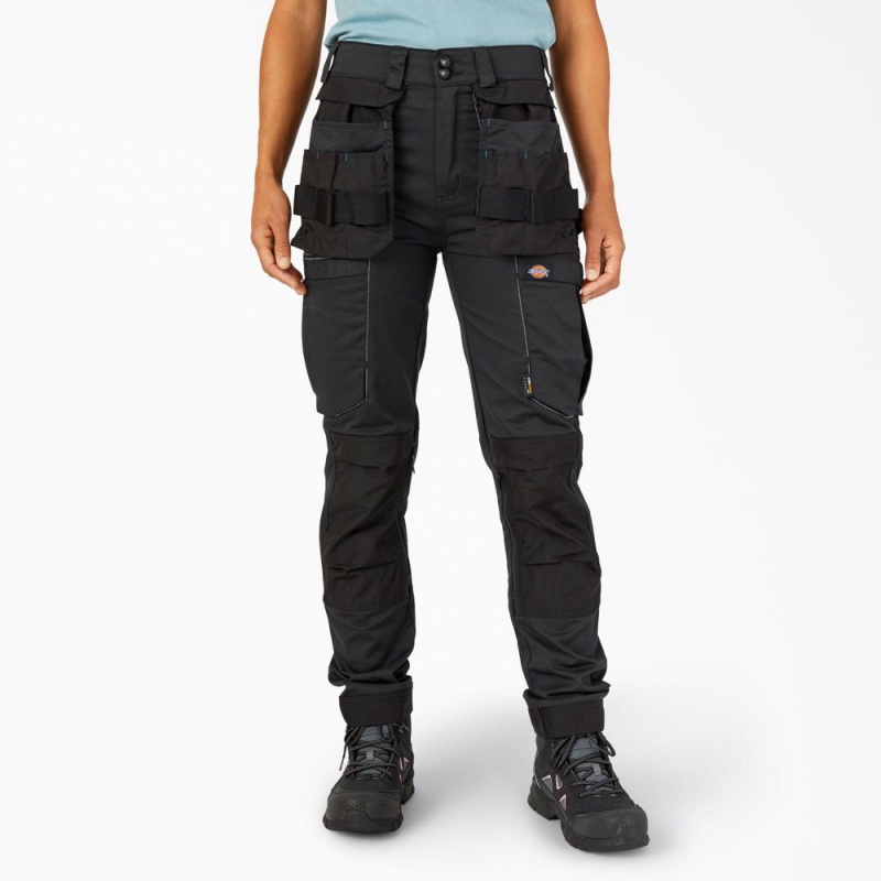 Black Women\'s Dickies FLEX Relaxed Fit Work Pants | GAN156893