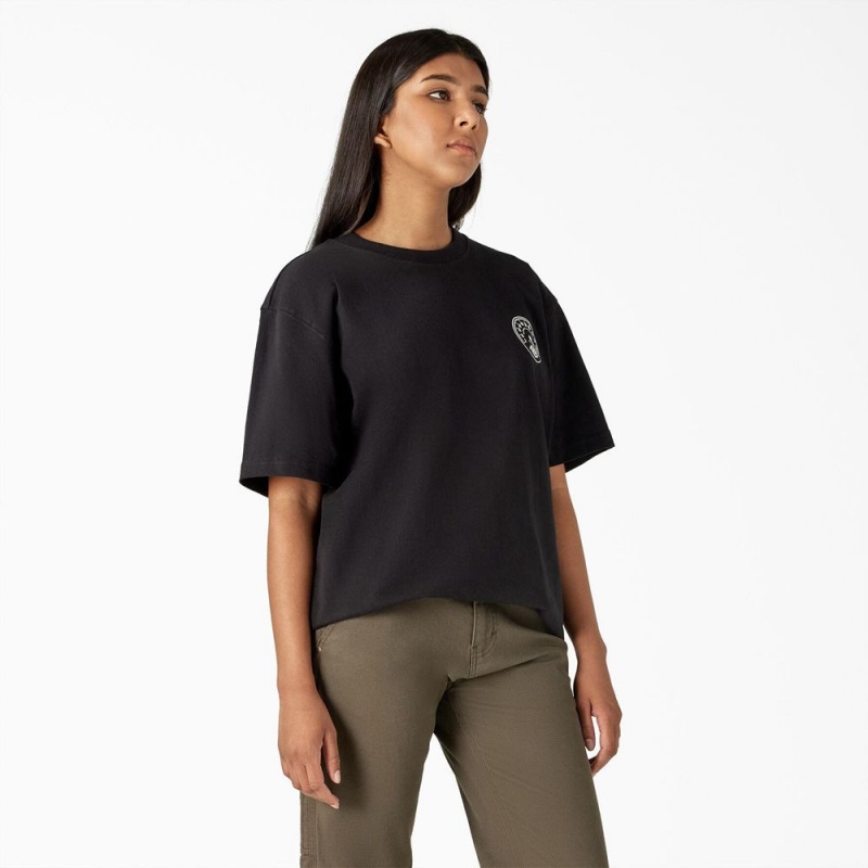 Black Women's Dickies Full Throttle Heavyweight T-Shirt | SOP017549