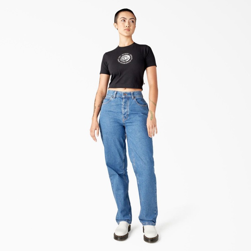 Black Women's Dickies Garden Plain Cropped T-Shirt | AFD210684