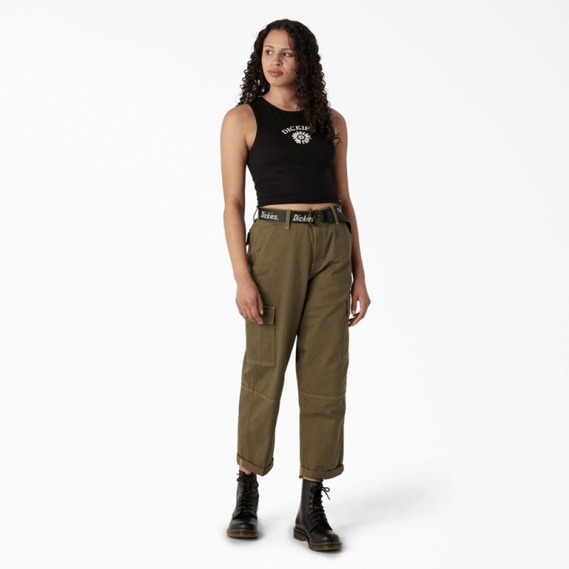 Black Women's Dickies Graphic Cropped Tank Top | PRO516420