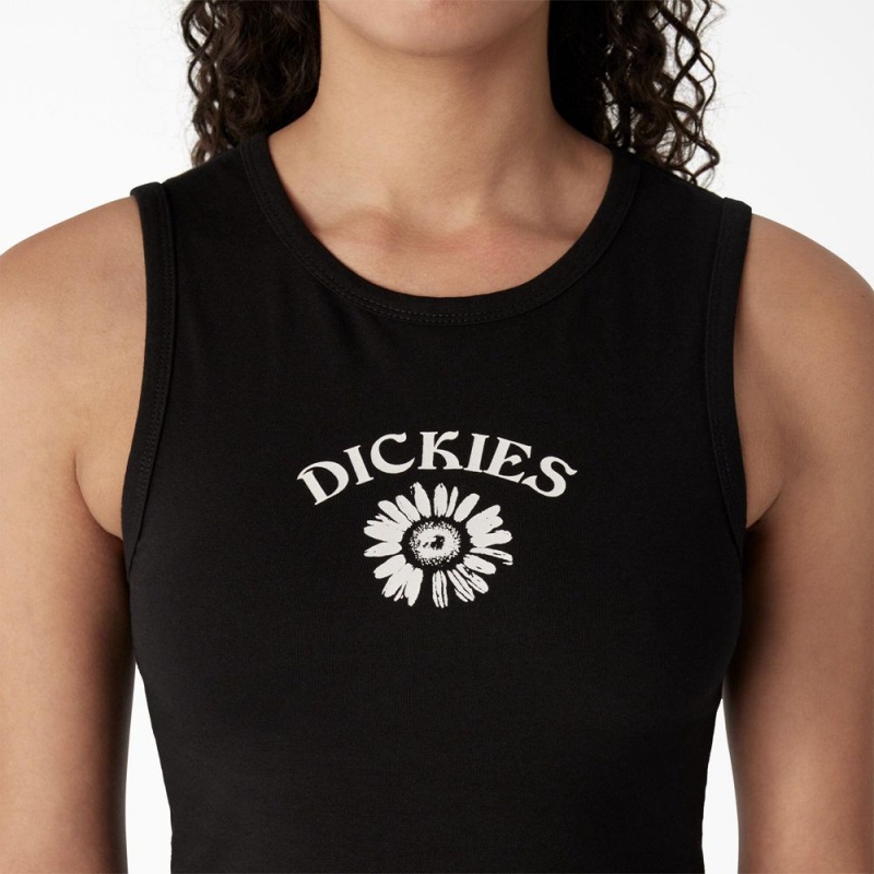 Black Women's Dickies Graphic Cropped Tank Top | PRO516420