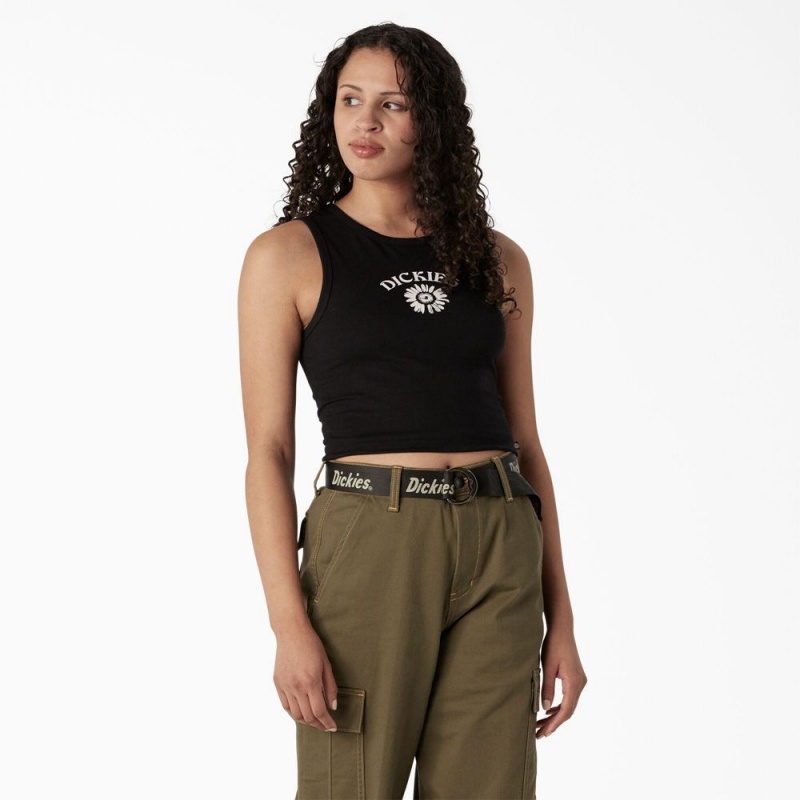 Black Women\'s Dickies Graphic Cropped Tank Top | PRO516420