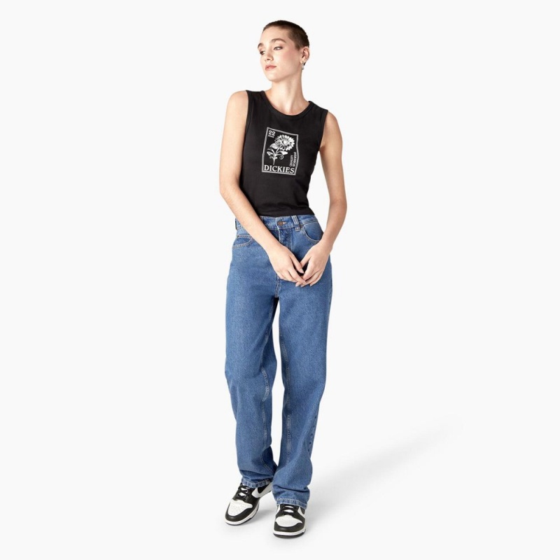 Black Women's Dickies Graphic Tank Top | ZTL968157