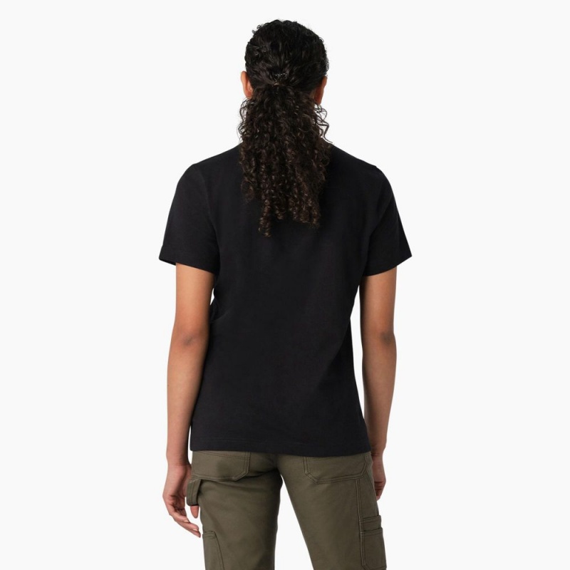 Black Women's Dickies Heavyweight Logo T-Shirt | OSD957461