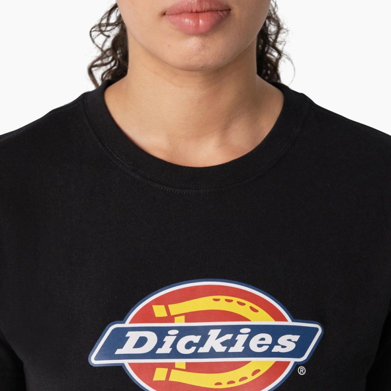 Black Women's Dickies Heavyweight Logo T-Shirt | OSD957461