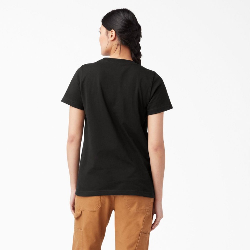 Black Women's Dickies Heavyweight Short Sleeve Pocket T-Shirt | BSG518423