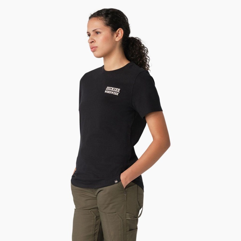 Black Women's Dickies Heavyweight Workwear Graphic T-Shirt | GEH514630