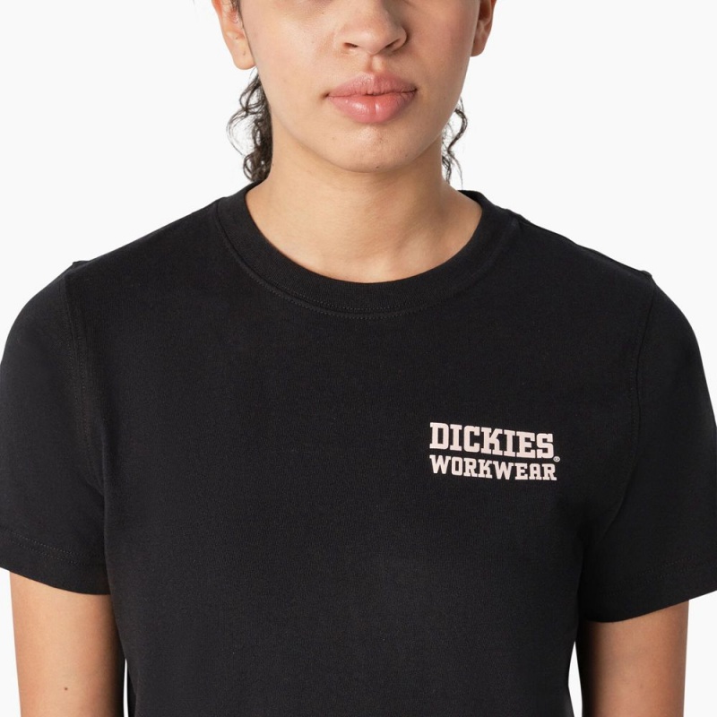 Black Women's Dickies Heavyweight Workwear Graphic T-Shirt | GEH514630