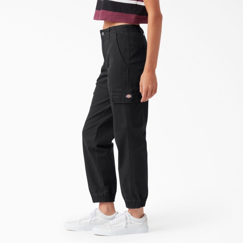 Black Women's Dickies High Rise Fit Jogger Cargo Pants | HTQ157694