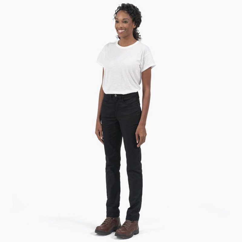 Black Women's Dickies High Rise Skinny Twill Pants | THB210498